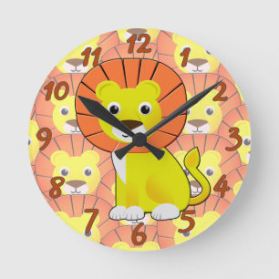 Mooie baby leeuw overal print patroon ronde klok