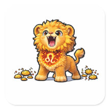 Mooie Baby Leeuw Zodiac Sticker – Kawaii Gouden Le