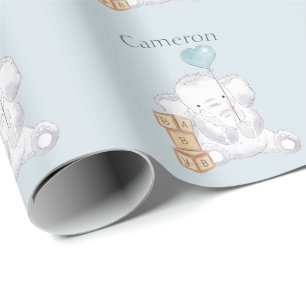 Mooie baby olifant jongen waterverf aangepaste naa cadeaupapier