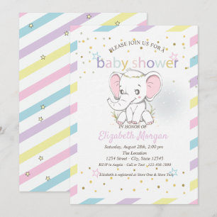 Mooie Baby Olifanten Sterren Baby Shower Kaart