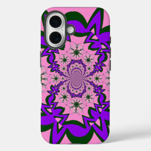 Mooie Baby Roze Bloemen Paarse Schaduw Motief Art iPhone 16 Hoesje