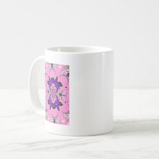 Mooie Baby Roze Bloemen Paarse Schaduw Motief Art Koffiemok (Voorkant links)