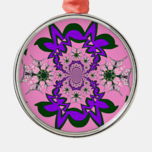 Mooie Baby Roze Bloemen Paarse Schaduw Motief Art Metalen Ornament