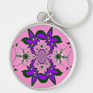 Mooie Baby Roze Bloemen Paarse Schaduw Motief Art Sleutelhanger