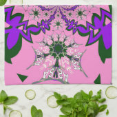 Mooie Baby Roze Bloemen Paarse Schaduw Motief Art Theedoek (Gevouwen)