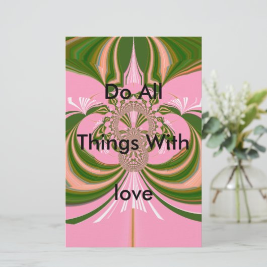 Mooie baby roze groene en witte Kaleidoscoop Briefpapier (Staand voorkant)