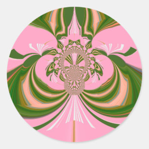 Mooie baby roze groene en witte Kaleidoscoop Ronde Sticker