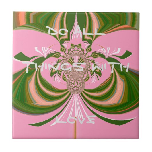 Mooie baby roze groene en witte Kaleidoscoop Tegeltje (Voorkant)