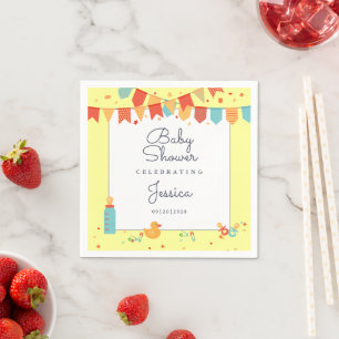 Mooie Baby Shower Gele Rode Teal Vlaggen Confetti Servet