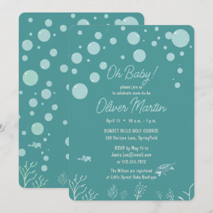 Mooie baby shower jongen aqua vispark aantrekkelij kaart