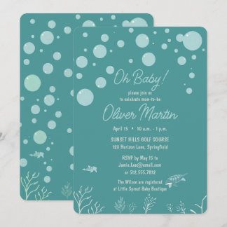 Mooie baby shower jongen aqua vispark aantrekkelij kaart