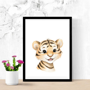 Mooie baby tijger nurseryprint Jungle Safari Dier Poster