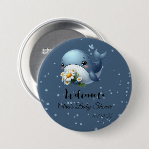 Mooie baby walvis baby shower knop ronde button 7,6 cm