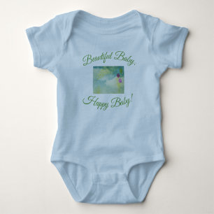 Mooie baby zachte blauwe, gele roze waterverf romper