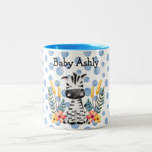 Mooie Baby Zebra Bloemenkrans Aangepaste Baby Jong Tweekleurige Koffiemok