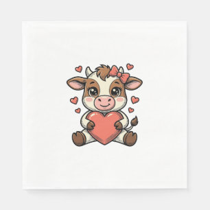 Mooie babykoe met hart vintage gravure shirt servet