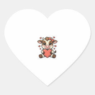 Mooie babykoe met hart vintage gravure shirt sticker