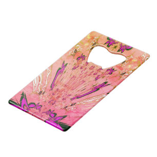 Mooie babyroze paarse tint motief monogram kredietkaart flessenopener