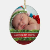 Mooie baby's eerste kerstfoto keramisch ornament (Rechts)