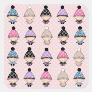 Mooie Baby's op Roze Stippen Baby Shower Stickers