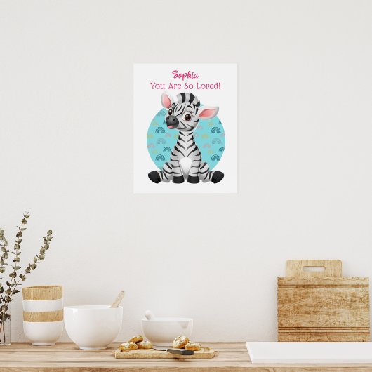 Mooie babyschapkunst, naam en bericht van het kind poster (Keuken)