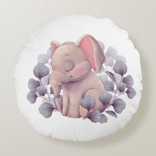 Mooie Babyslaap Olifant met Bladeren Rond Kussen