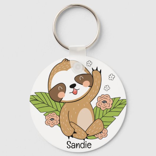 Mooie babyslooth Aangepaste naam     Sleutelhanger (Voorkant)