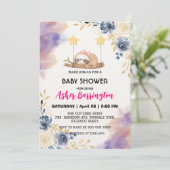 Mooie babyslooth kleurrijke bloem babyshowerfeestj kaart (Staand voorkant)