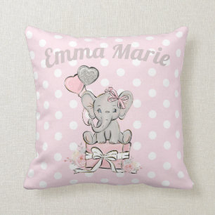 Mooie babyspeen olifant ballonnen roze zilver kussen