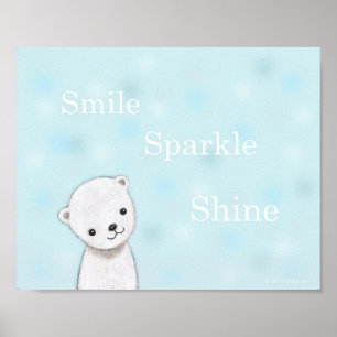 Mooie babysposter met ijsbeer in pastelkleuren voo poster