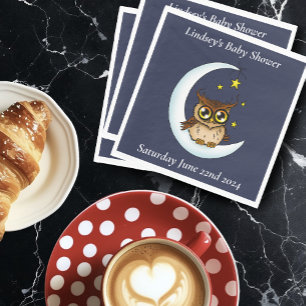 Mooie Babyuil Maan Sterren Blauwe Douche Servet