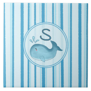 Mooie babywalvis blauwe strepen keramiek tegel tegeltje