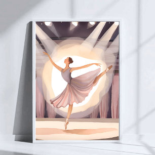 Mooie Ballerina   Balletkunsten Dans Aquarel Poster