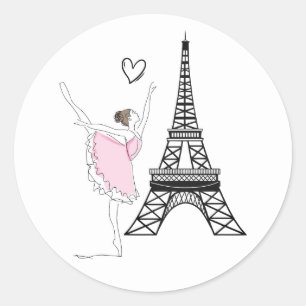 Mooie Ballerina en Eiffel Tower Dance Ballet Ronde Sticker