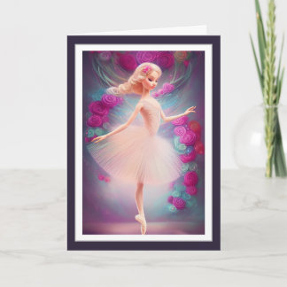 Mooie Ballerina en Rozen Floral Ballet Dance Kaart