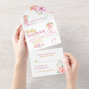 Mooie Ballerina Het is een meisje Baby shower All In One Uitnodiging