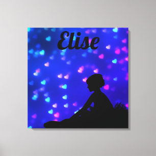 Mooie Ballerina met drijvende harten Canvas Afdruk