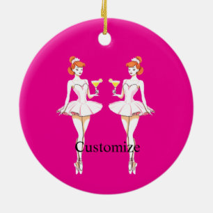 Mooie ballerina poserend met Martini Thunder_Cove Keramisch Ornament
