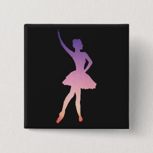 Mooie ballerina voor balletmeisje. vierkante button 5,1 cm
