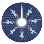 Mooie balletdanser en witte sterren op blauw kerstboom rok (Voorkant)