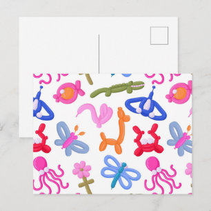 Mooie ballon dieren kleurrijk kinderpatroon briefkaart