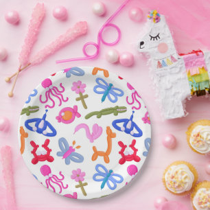 Mooie ballon dieren kleurrijk kinderpatroon papieren bordje
