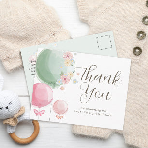 Mooie Ballonnen Baby Shower Bedankt Briefkaart