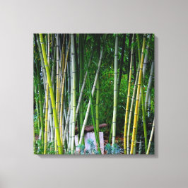 Mooie bamboe bosje groen geel en grijs canvas afdruk