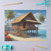 Mooie bamboe hut in tropisch eiland strand tissuepapier (Craft)