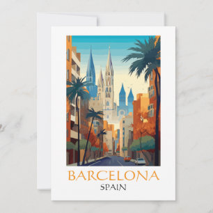 Mooie Barcelona Spanje Retro Vintage Reizen Kaart