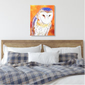Mooie Barn Owl Bird met wit gezicht Canvas Afdruk (Insitu (Slaapkamer))