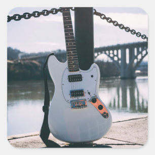 Mooie bass Guitar Vierkante Sticker
