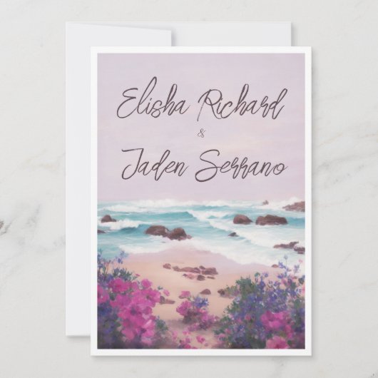 Mooie Beach Waves landschap Zomer bruiloft Kaart (Voorkant)