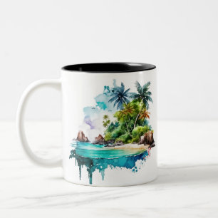 Mooie Beach Waves Zand Ocean Sea Shells Tweekleurige Koffiemok
